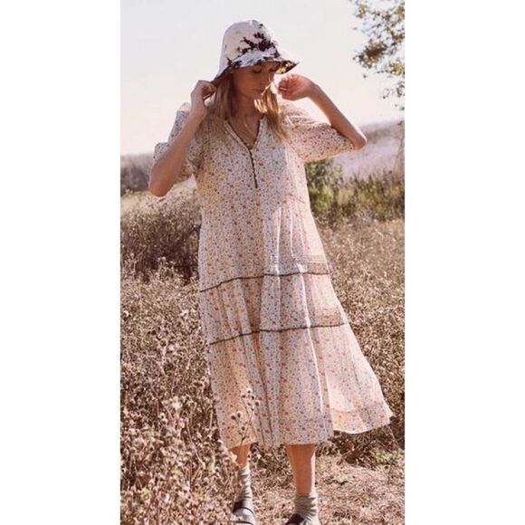 THE GREAT. Pastel Floral Whip Stitched Ravine Dress Size 1 (Small ) - Picture 1 of 12